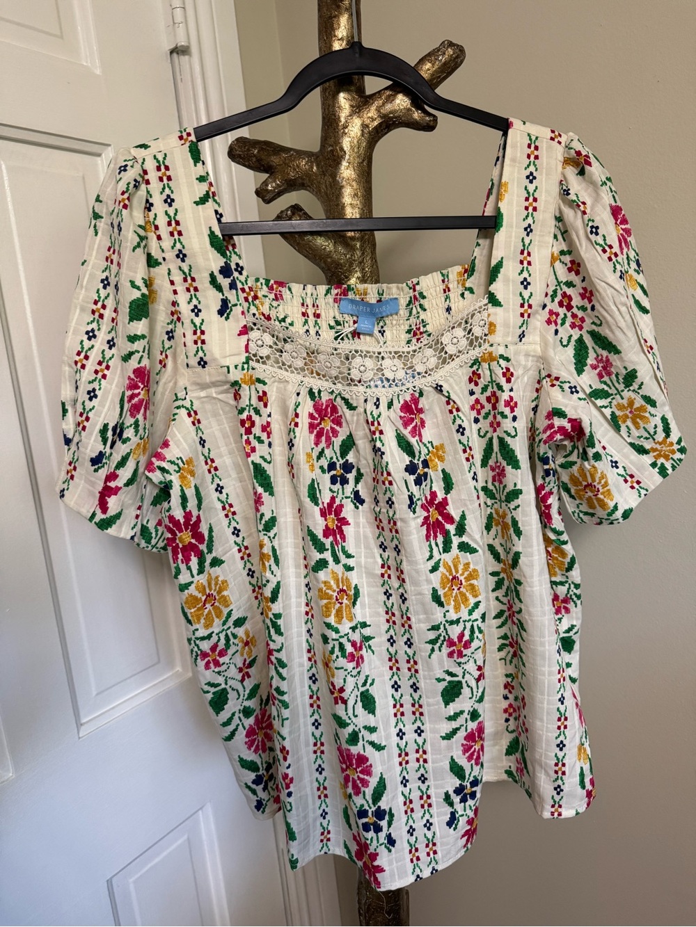 NEW Draper James Floral Square Neck Floral Top $98 Multiple Sizes NWT - Picture 5 of 10